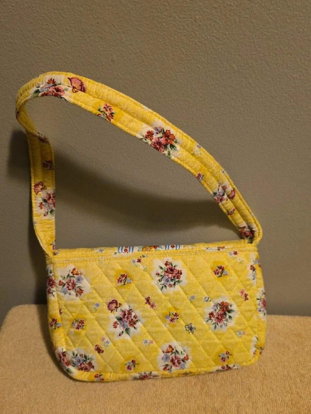 Yellow Floral Quilted Shoulder Bag Set - Inv.537